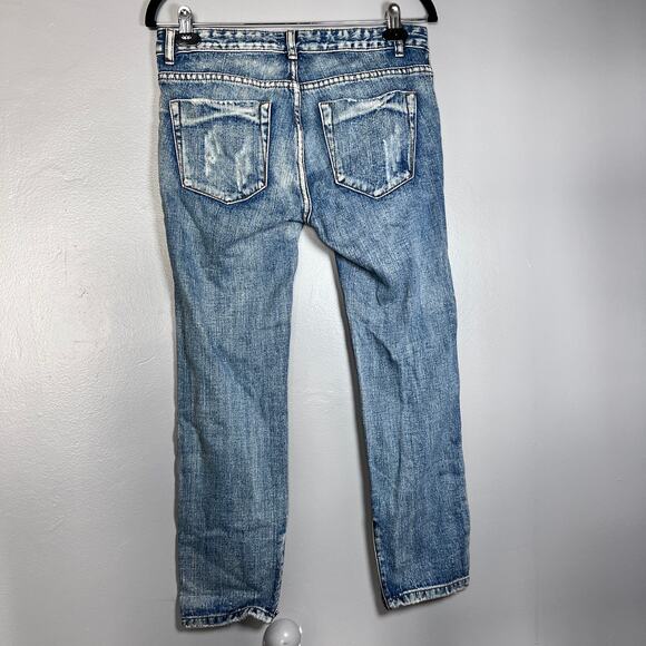 TOBI Women’s Boyfriend Jeans Sz 26 Blue Distressed Ripped Relaxed Fit NWT - Picture 2 of 10